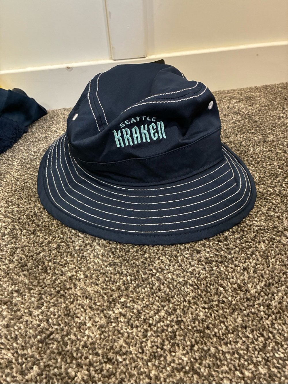 NHL Seattle Kraken Navy Bucket Hat with Teal Embroidered Logo (youth)